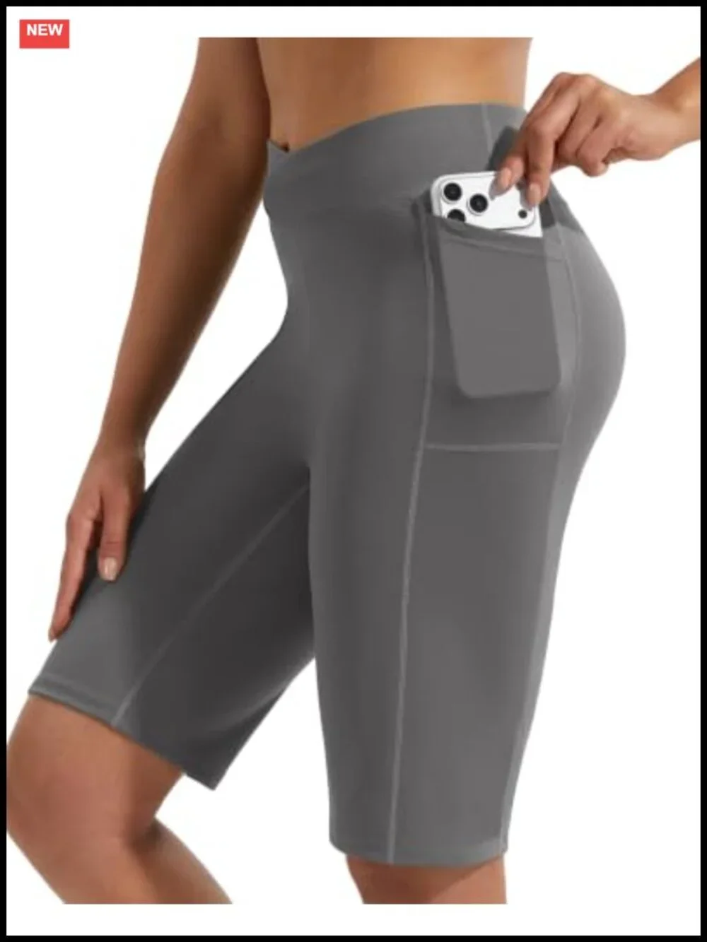 High Waist Crossover Athletic Shorts with Pockets 11